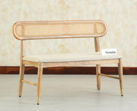 Boston Wooden Backrest Bench Three Seater Natural Finish