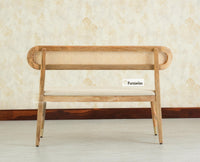 Boston Wooden Backrest Bench Three Seater Natural Finish