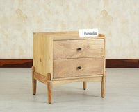 Wellington Solid Wood Bedside Table Two Drawer - Bedside Table - Furniselan -Natural Finish