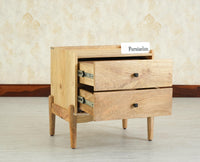 Wellington Solid Wood Bedside Table Two Drawer - Bedside Table - Furniselan -Natural Finish