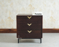 Victoria Wooden Three Drawer Bedside Table Nightstand Furniselan Grey Finish