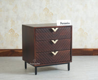 Victoria Wooden Three Drawer Bedside Table Nightstand Furniselan Grey Finish