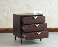 Victoria Wooden Three Drawer Bedside Table Nightstand Furniselan Grey Finish