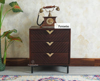 Victoria Wooden Three Drawer Bedside Table Nightstand Furniselan Grey Finish