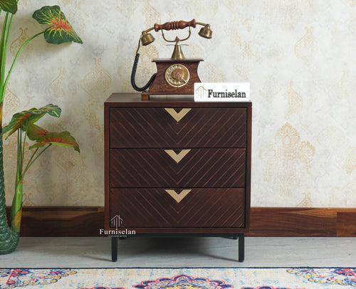 Victoria Wooden Three Drawer Bedside Table Nightstand Furniselan Grey Finish