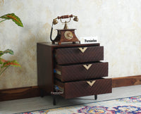 Victoria Wooden Three Drawer Bedside Table Nightstand Furniselan Grey Finish