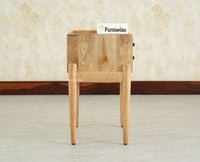 Wellington Solid Wood Two Drawer Side Table - Furniselan-Natural Finish