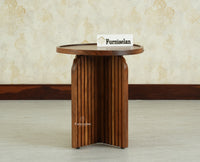 Columbia Wooden Round Side Table Corner Table Teak Finish