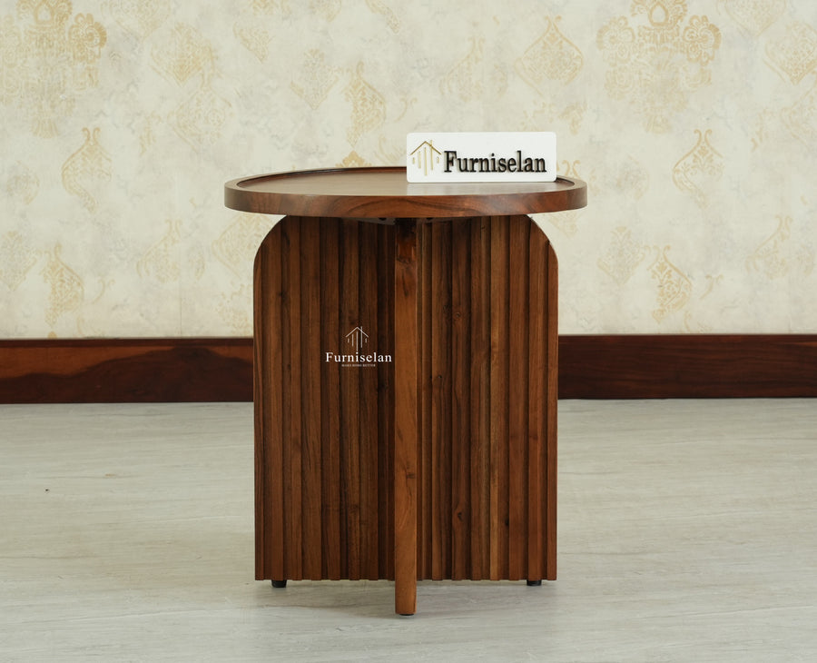 Columbia Wooden Round Side Table Corner Table Teak Finish