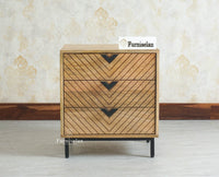 Victoria Wooden Three Drawer Bedside Table Nightstand Furniselan Natural Finish