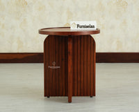 Columbia Wooden Round Side Table Corner Table Brown Finish