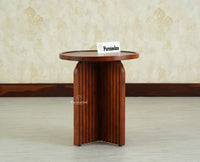 Columbia Wooden Round Side Table Corner Table Brown Finish