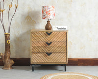 Victoria Wooden Three Drawer Bedside Table Nightstand Furniselan Natural Finish