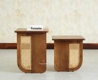 Boston Luma Wooden Multipurpose Side Table Set of Two Teak Finish