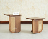 Boston Luma Wooden Multipurpose Side Table Set of Two Teak Finish