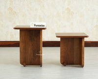 Boston Luma Wooden Multipurpose Side Table Set of Two Teak Finish