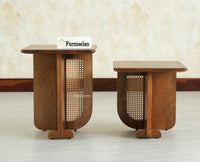 Boston Luma Wooden Multipurpose Side Table Set of Two Teak Finish