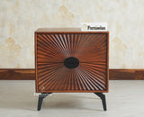 Greece Wooden Two Drawer Bedside Table Nightstand Furniselan Brown Finish