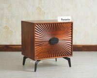 Greece Wooden Two Drawer Bedside Table Nightstand Furniselan Brown Finish