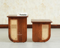 Boston Luma Wooden Multipurpose Side Table Set of Two Brown Finish