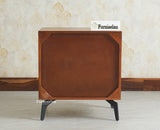 Greece Wooden Two Drawer Bedside Table Nightstand Furniselan Brown Finish