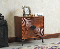 Greece Wooden Two Drawer Bedside Table Nightstand Furniselan Brown Finish