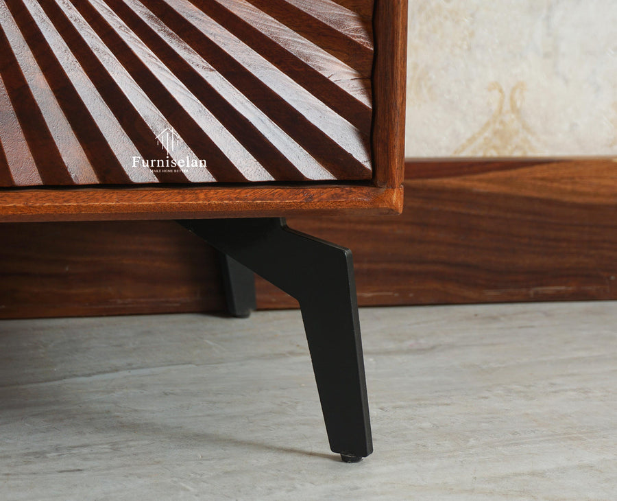 Greece Wooden Two Drawer Bedside Table Nightstand Furniselan Brown Finish