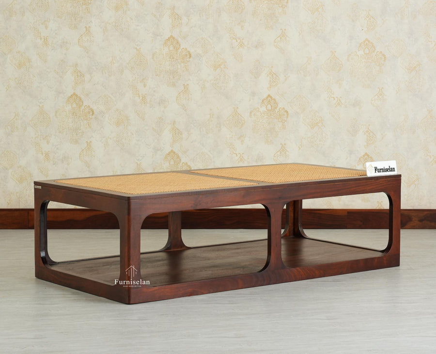 Boston Wooden Riviera Cane Coffee Table Grey Finish