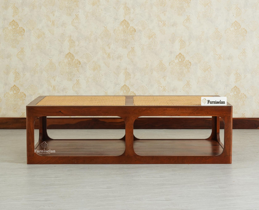 Boston Wooden Riviera Cane Coffee Table Grey Finish