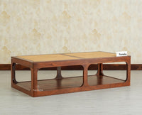 Boston Wooden Riviera Cane Coffee Table Brown Finish