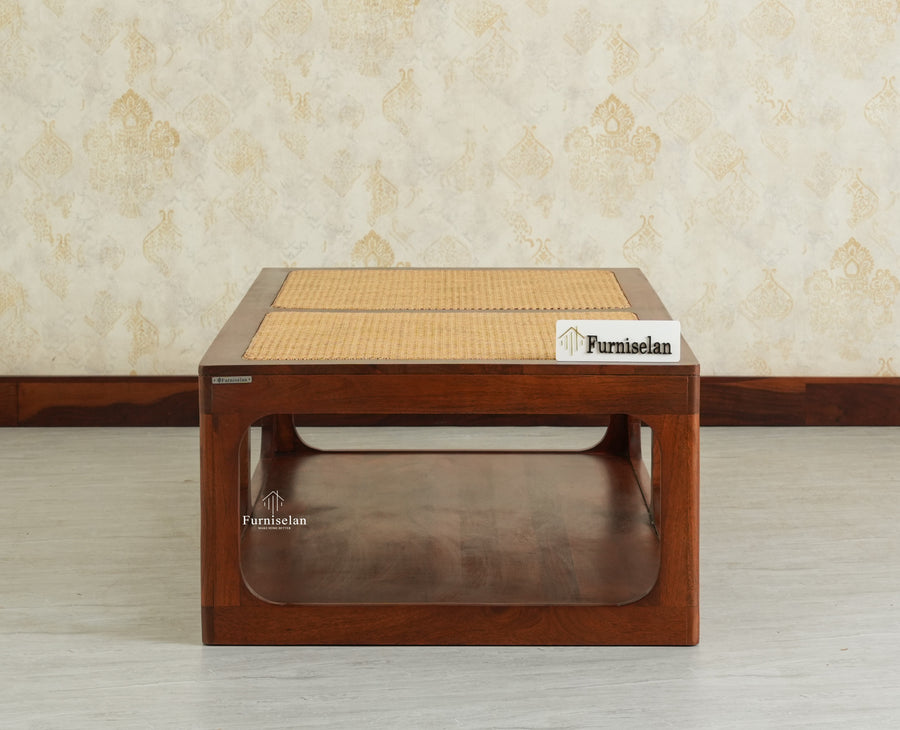 Boston Wooden Riviera Cane Coffee Table Brown Finish