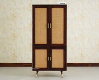 Boston Solid Mango Wood 4 Door Crockery Cabinet | Modern Kitchen Storage Unit Furniselan Grey Finish