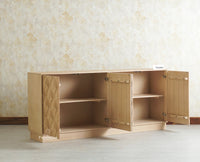 Mayur Wooden Large Sideboard Cabinet-Four Door Furniselan Stoneblast Oak