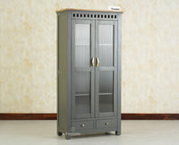 Alexandria Solid Wood Kitchen Crockery Cabinet Two Door Two Drawers Furniselan-Slate grey