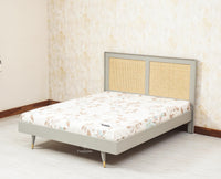 Boston Solid Wood Rattan Cane Queen Size Bed - Queen Size Bed - Furniselan Cool-Grey