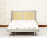 Boston Solid Wood Rattan Cane Queen Size Bed - Queen Size Bed - Furniselan Cool-Grey