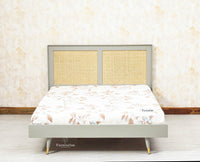 Boston Solid Wood Rattan Cane Queen Size Bed - Queen Size Bed - Furniselan Cool-Grey