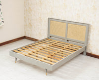 Boston Solid Wood Rattan Cane Queen Size Bed - Queen Size Bed - Furniselan Cool-Grey