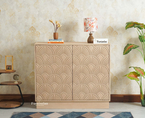 Mayur Wooden Sideboard Cabinet-Two Door Furniselan Stoneblast Oak