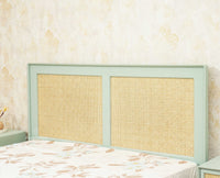 Boston Solid Wood Rattan Cane Queen Size Bed - Queen Size Bed - Furniselan Silt-Green 