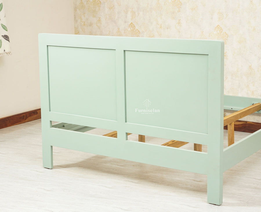 Boston Solid Wood Rattan Cane Queen Size Bed - Queen Size Bed - Furniselan Silt-Green 