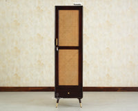 Boston Solid Wood Rattan Cane Single Door Wardrobe - Wardrobes & Cabinets - Furniselan-Grey Finish