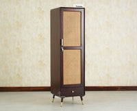Boston Solid Wood Rattan Cane Single Door Wardrobe - Wardrobes & Cabinets - Furniselan-Grey Finish