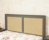 Boston Solid Wood Rattan Cane Queen Size Bed - Queen Size Bed - Furniselan Slate-Grey 