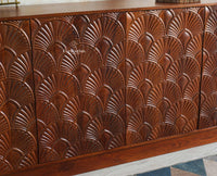 Mayur Wooden Large Sideboard Cabinet-Four Door Furniselan Brown Finish