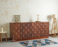 Mayur Wooden Large Sideboard Cabinet-Four Door Furniselan Brown Finish
