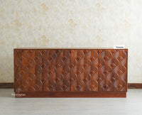 Mayur Wooden Large Sideboard Cabinet-Four Door Furniselan Brown Finish