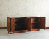 Mayur Wooden Large Sideboard Cabinet-Four Door Furniselan Brown Finish