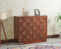 Mayur Wooden Sideboard Cabinet-Two Door Furniselan Brown Finish