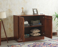 Mayur Wooden Sideboard Cabinet-Two Door Furniselan Brown Finish